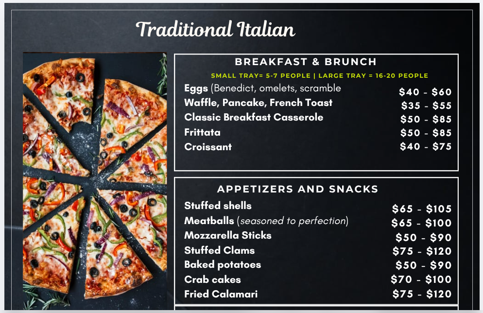 Traditional Italian Menu – BerDaw Catering